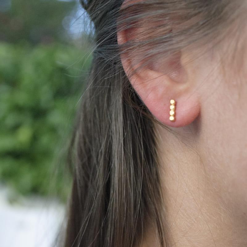Long Bar Earrings with Aquamarine Slice – Dandelion Jewelry