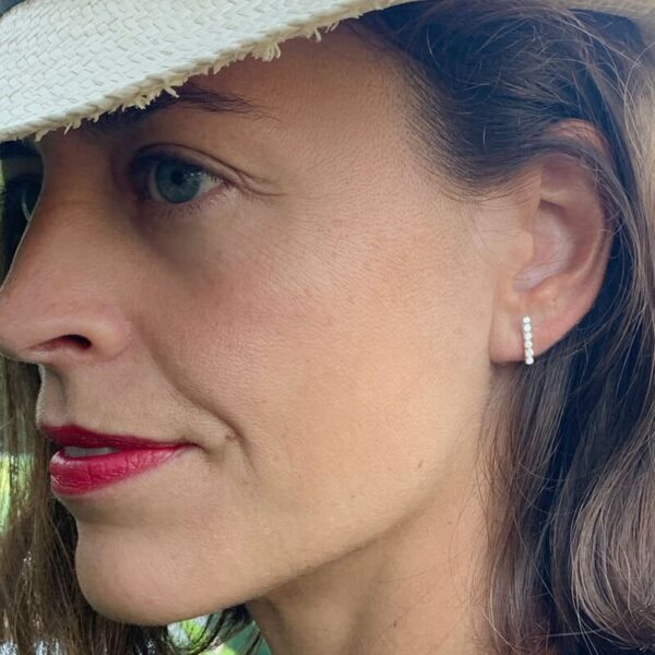Camu X Long Bar Earrings Silver Lady