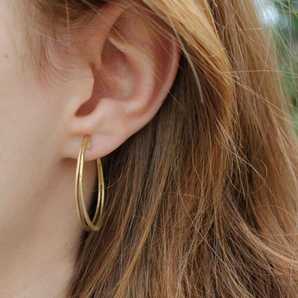 Double Mir L Hoop Earrings Gold Lady
