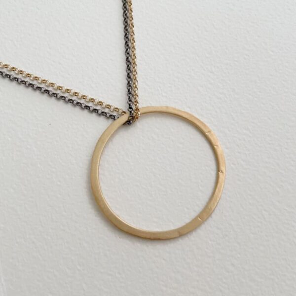 La Cala M Long Circle Necklace Gold Ruthenium