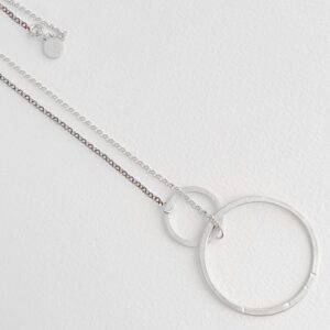 La Cala M Long Circle Necklace Silver Ruthenium