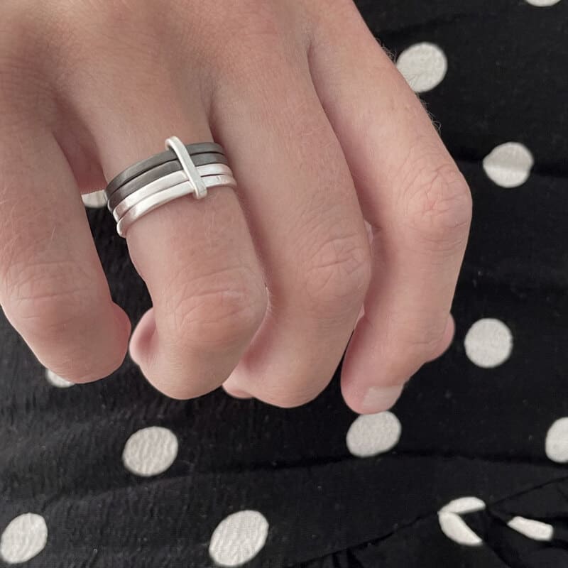 Sophie 4Mix Ring Silver + Ruthenium Plated Silver