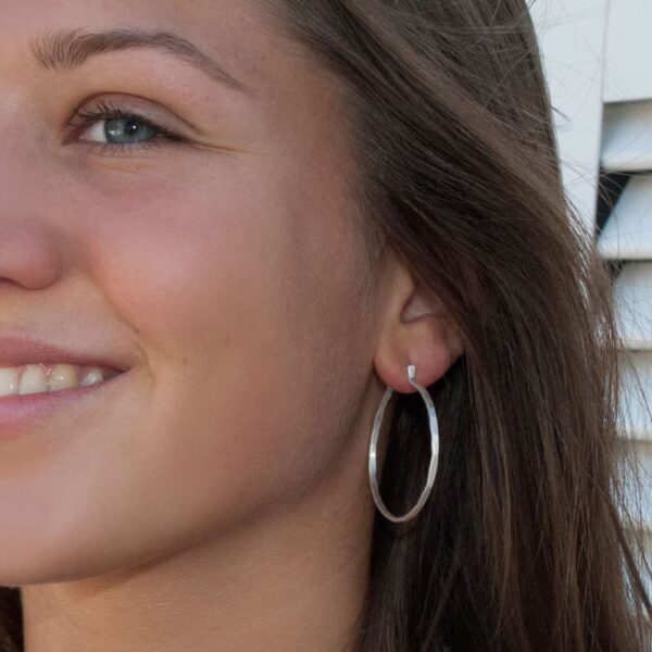 Sophie L Hoop Earrings Silver Lady