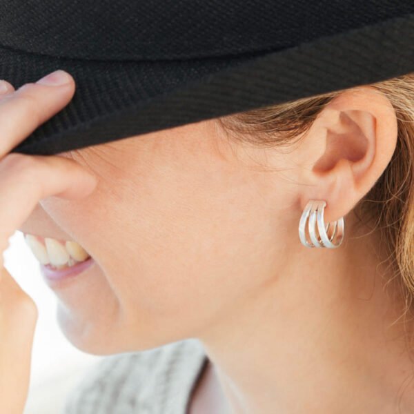 Sophie Triple Hoop Earrings Silver Lady