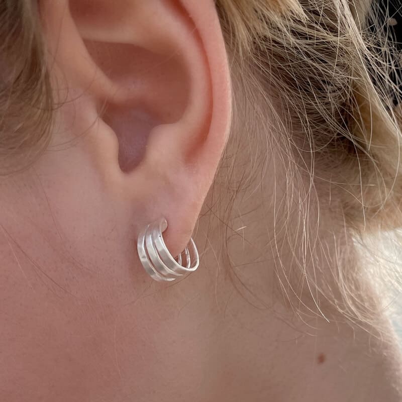 Sophie Triple 'S' Hoop Earrings Silver - Susi Cala Jewelry