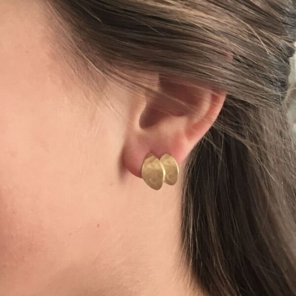 double Spring moon earrings gold lady