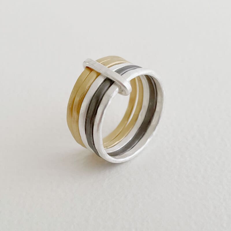 Sophie Simple Ring Ruthenium Plated Silver