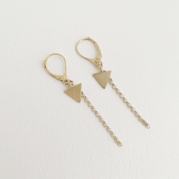 Bermuda small triangle chain earrings gold