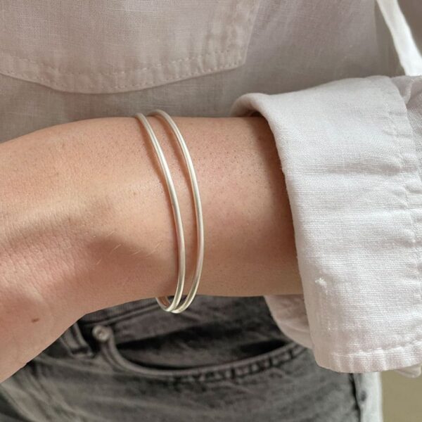 London Double Bangle Silver