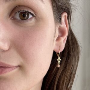 Solitaire Cross Pendant Earrings Gold